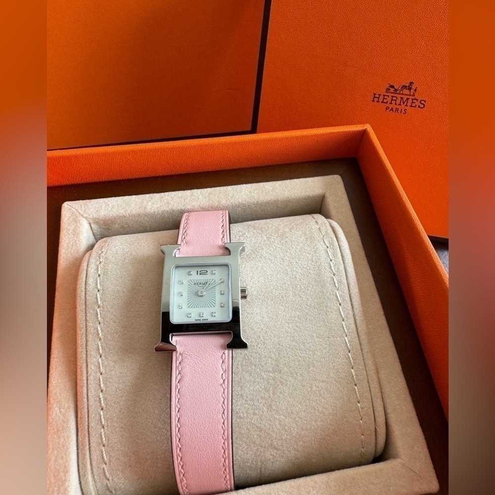 New Hermes Watch Sakura strap with diamonds